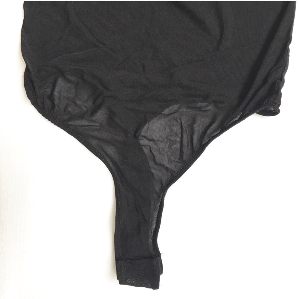 NWOT Black Sheer Mesh Off the Shoulder Bodysuit - Picture 5 of 6